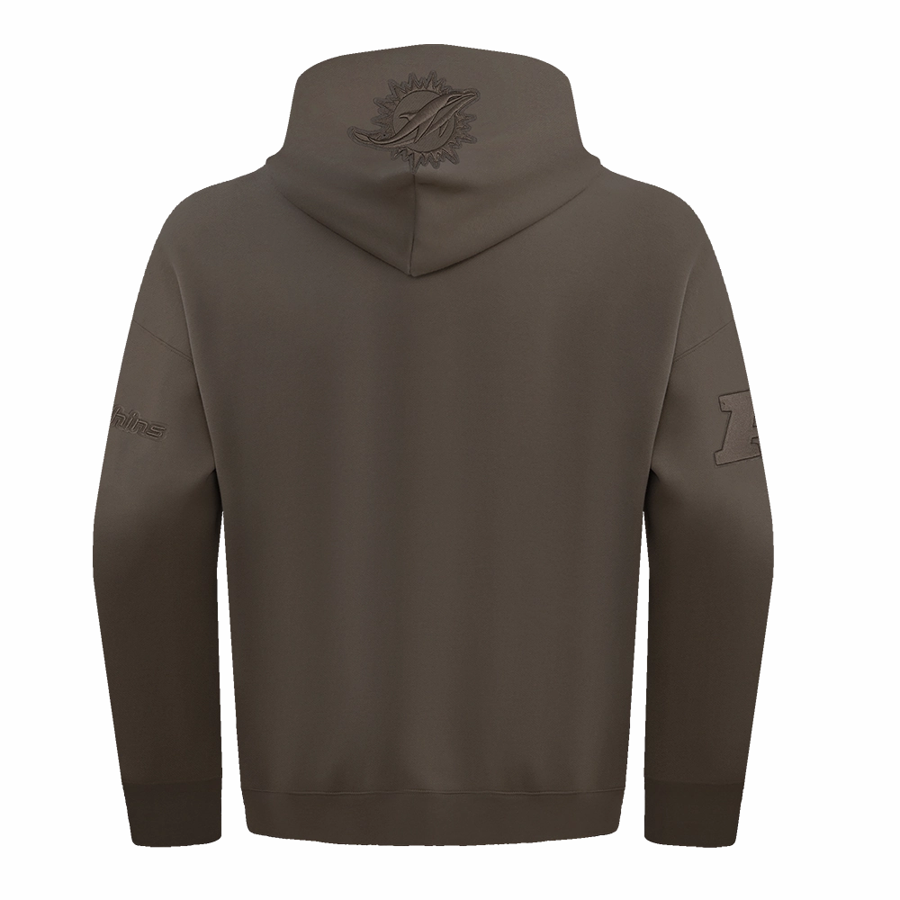 NFL MIAMI DOLPHINS NEUTRAL MEN'S DROP SHOULDER PULLOVER HOODIE (DARK TAUPE)
