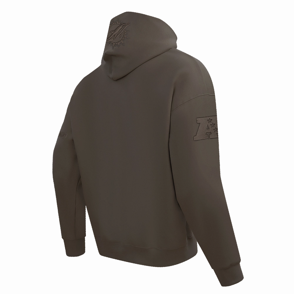 NFL MIAMI DOLPHINS NEUTRAL MEN'S DROP SHOULDER PULLOVER HOODIE (DARK TAUPE)