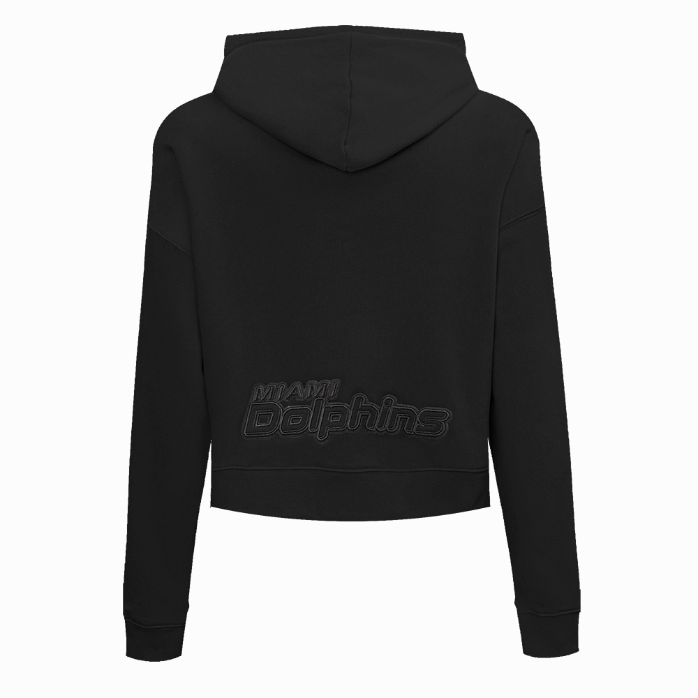 NFL MIAMI DOLPHINS NEUTRAL WOMEN'S CROPPED PULLOVER HOODIE (BLACK)