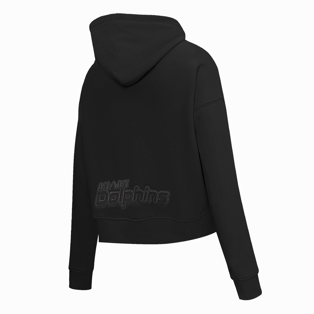 NFL MIAMI DOLPHINS NEUTRAL WOMEN'S CROPPED PULLOVER HOODIE (BLACK)