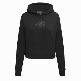 NFL MIAMI DOLPHINS NEUTRAL WOMEN'S CROPPED PULLOVER HOODIE (BLACK)