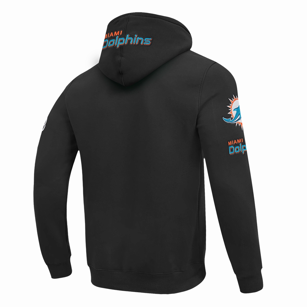 NFL MIAMI DOLPHINS OLD ENGLISH MEN'S PO HOODIE (BLACK)