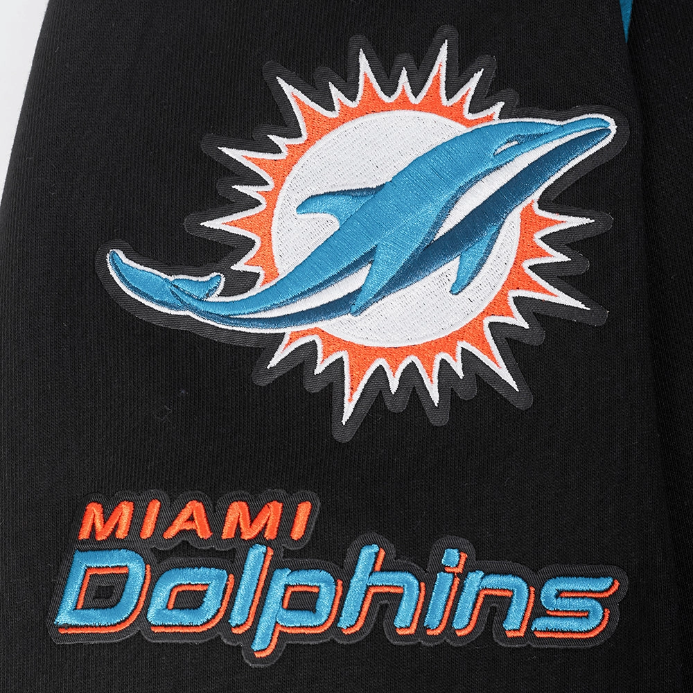 NFL MIAMI DOLPHINS OLD ENGLISH MEN'S PO HOODIE (BLACK)
