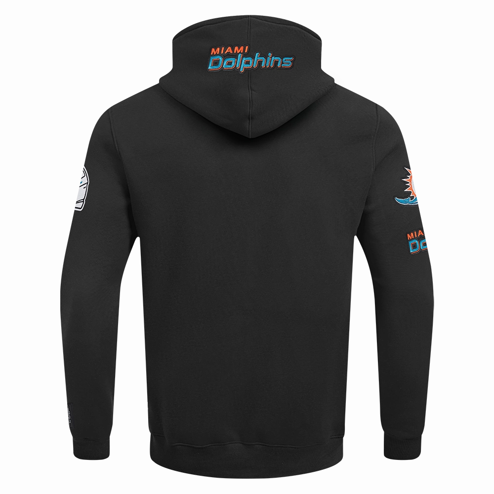 NFL MIAMI DOLPHINS OLD ENGLISH MEN'S PO HOODIE (BLACK)
