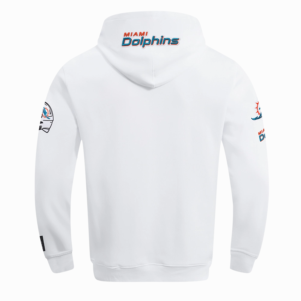 NFL MIAMI DOLPHINS OLD ENGLISH MEN'S PO HOODIE (WHITE)