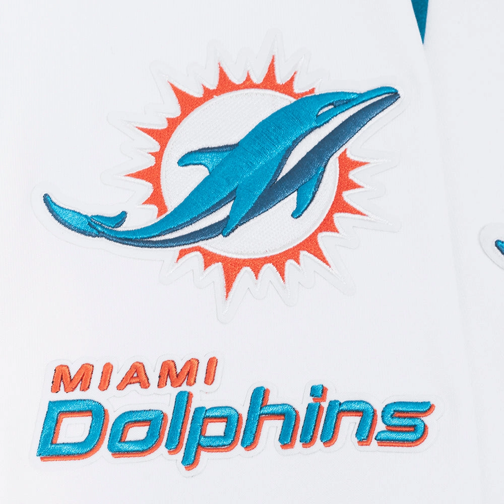 NFL MIAMI DOLPHINS OLD ENGLISH MEN'S PO HOODIE (WHITE)