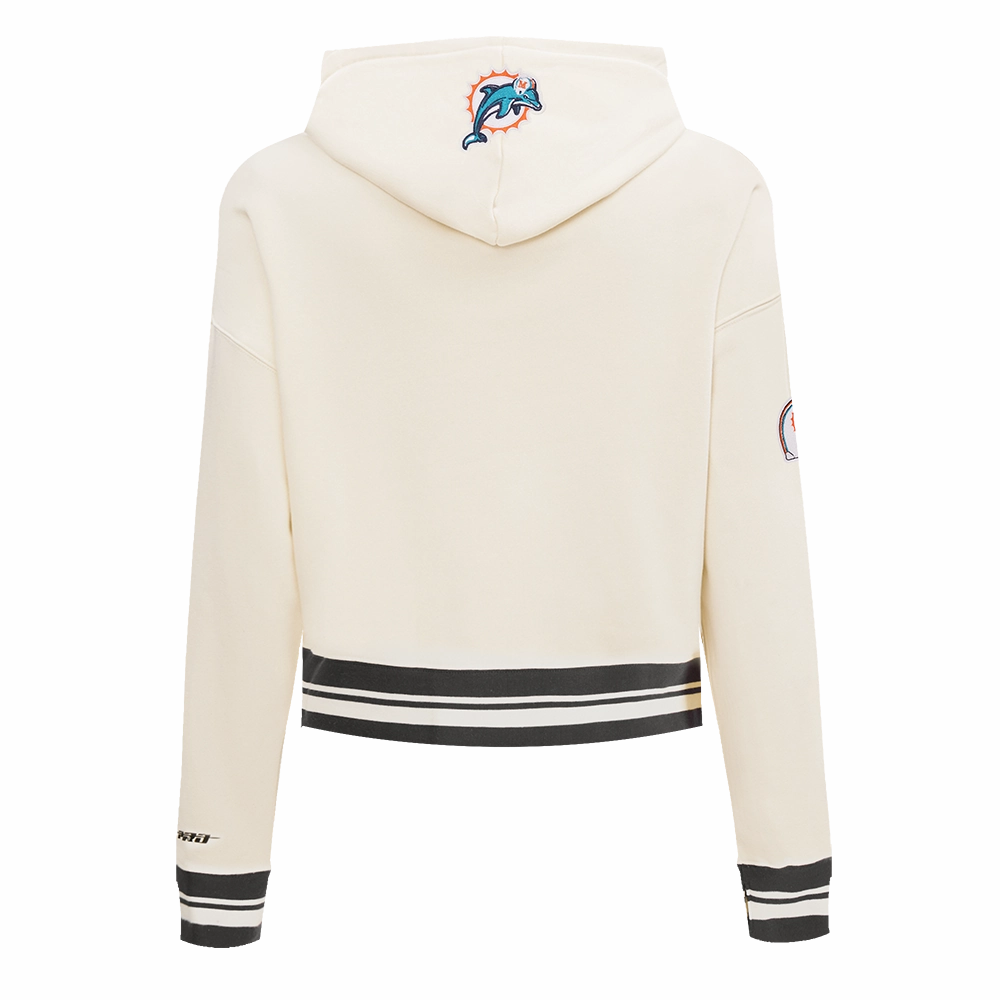 NFL MIAMI DOLPHINS RETRO CLASSIC WOMEN'S CROPPED PO HOODIE (EGGSHELL/BLACK)