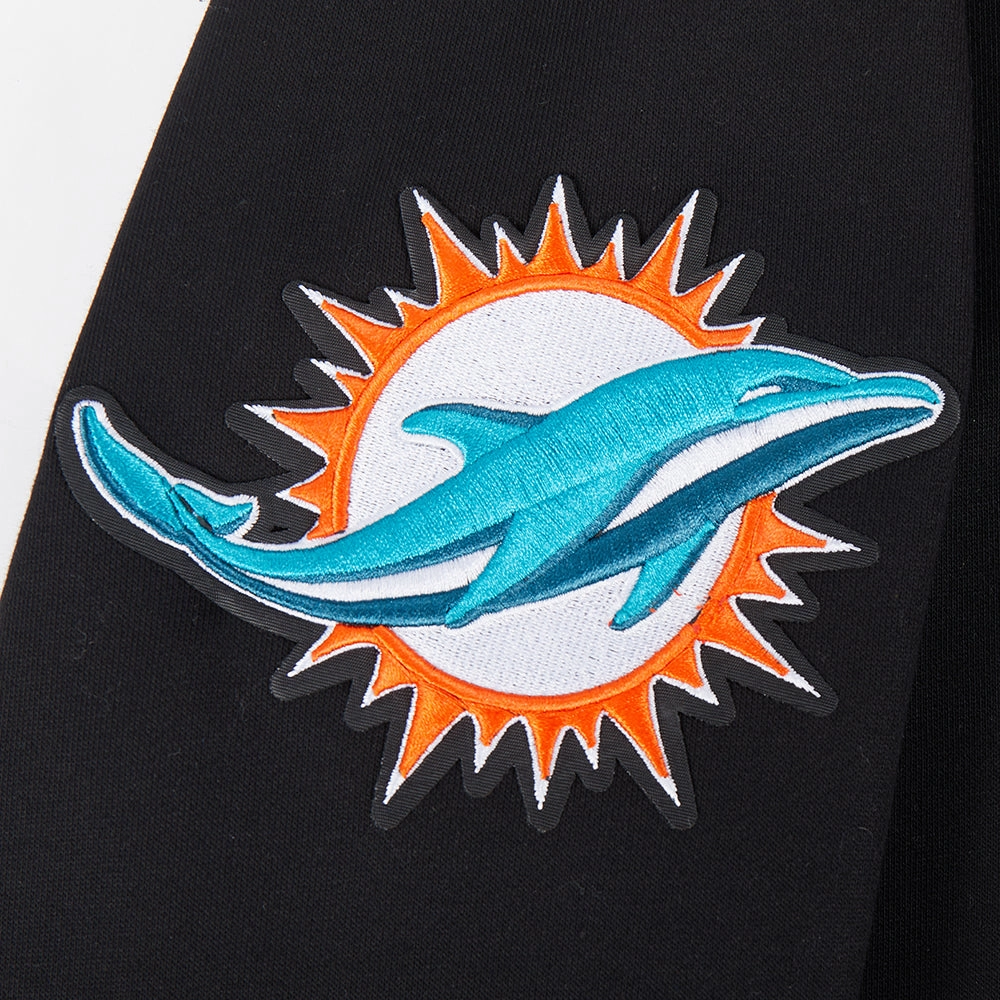 NFL MIAMI DOLPHINS TEAM PENNANTS MEN'S RIB FLEECE PULLOVER HOODIE (BLACK)