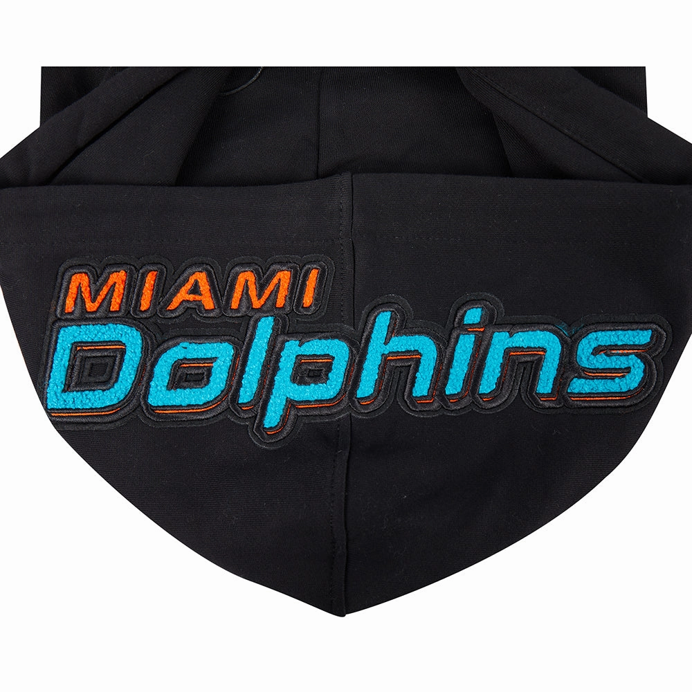NFL MIAMI DOLPHINS TEAM PENNANTS MEN'S RIB FLEECE PULLOVER HOODIE (BLACK)
