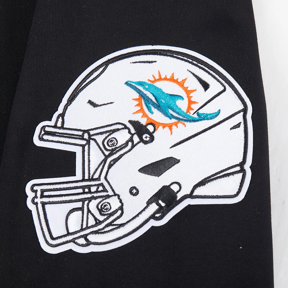NFL MIAMI DOLPHINS TEAM PENNANTS MEN'S RIB FLEECE PULLOVER HOODIE (BLACK)