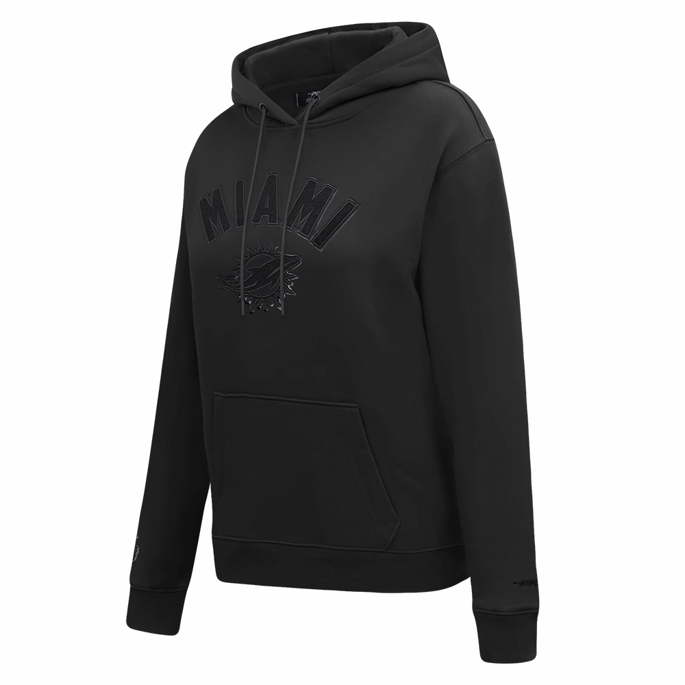 NFL MIAMI DOLPHINS TRIPLE BLACK WOMEN'S FLEECE PULLOVER HOODIE (TRIPLE BLACK)