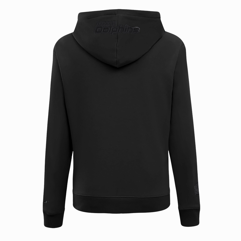 NFL MIAMI DOLPHINS TRIPLE BLACK WOMEN'S FLEECE PULLOVER HOODIE (TRIPLE BLACK)