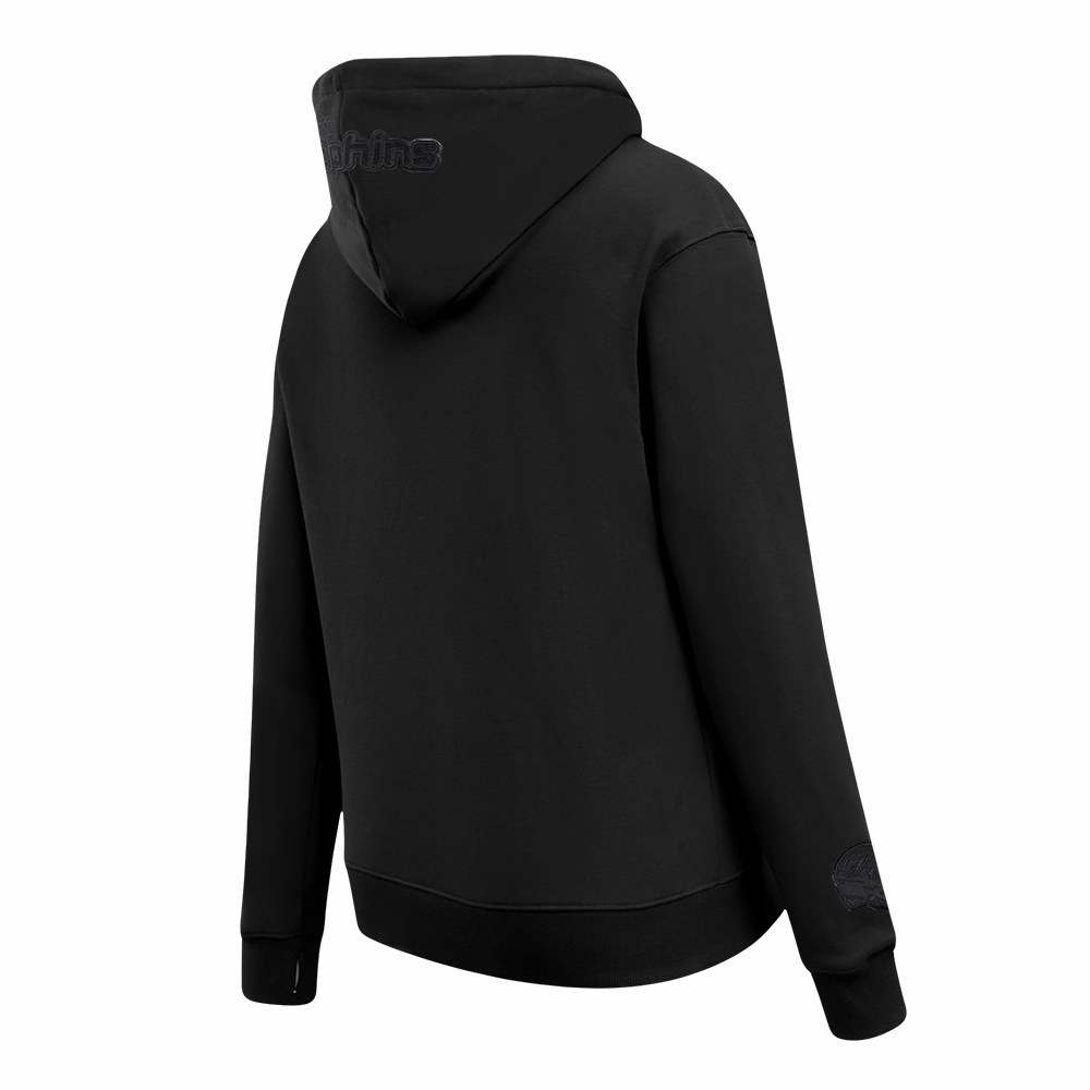 NFL MIAMI DOLPHINS TRIPLE BLACK WOMEN'S FLEECE PULLOVER HOODIE (TRIPLE BLACK)