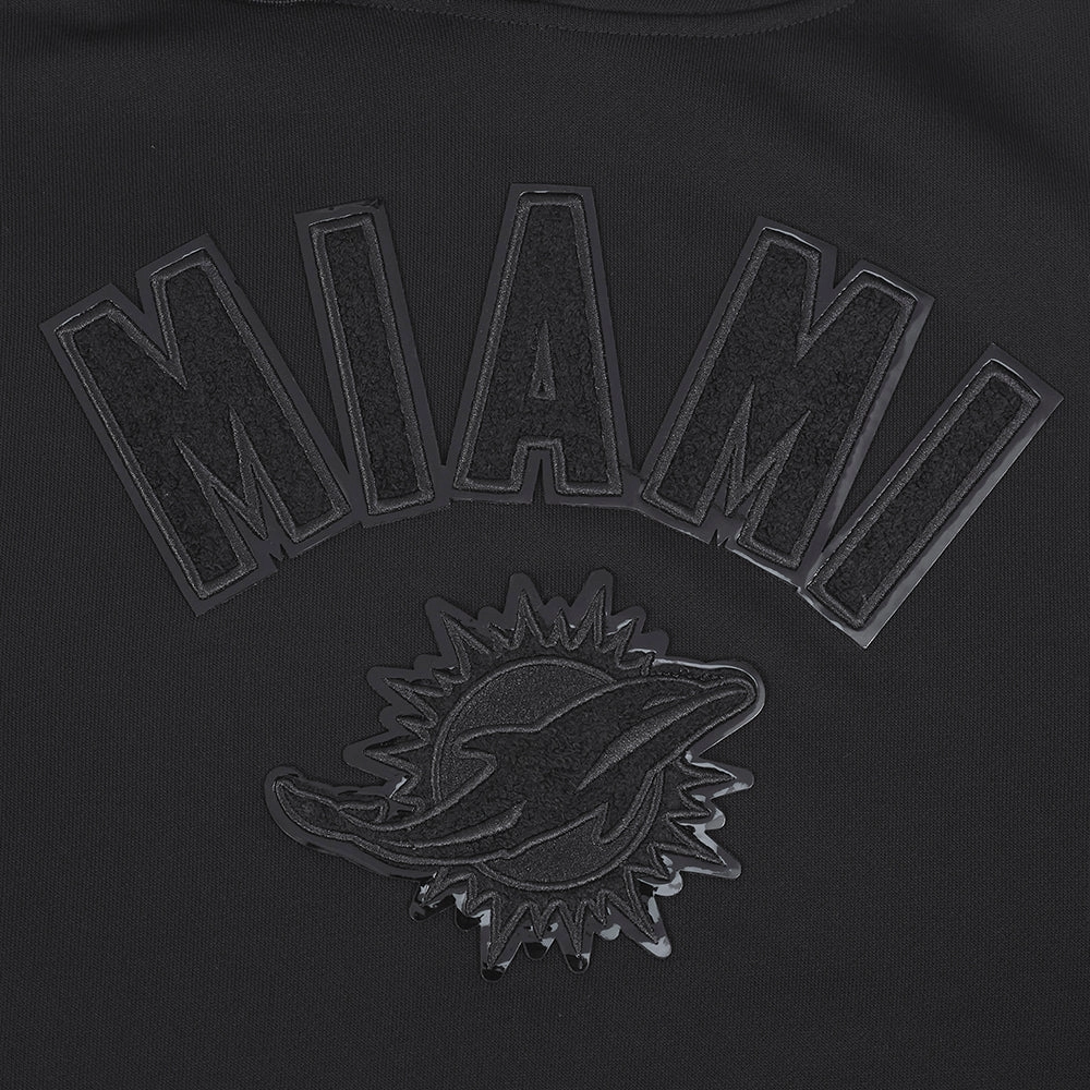 NFL MIAMI DOLPHINS TRIPLE BLACK WOMEN'S FLEECE PULLOVER HOODIE (TRIPLE BLACK)