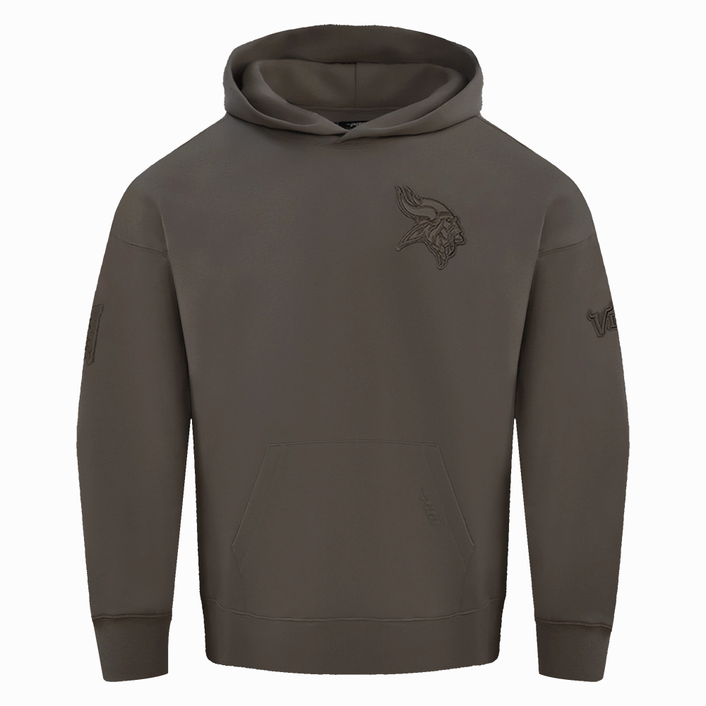 NFL MINNESOTA VIKINGS NEUTRAL MEN'S DROP SHOULDER PULLOVER HOODIE (DARK TAUPE)