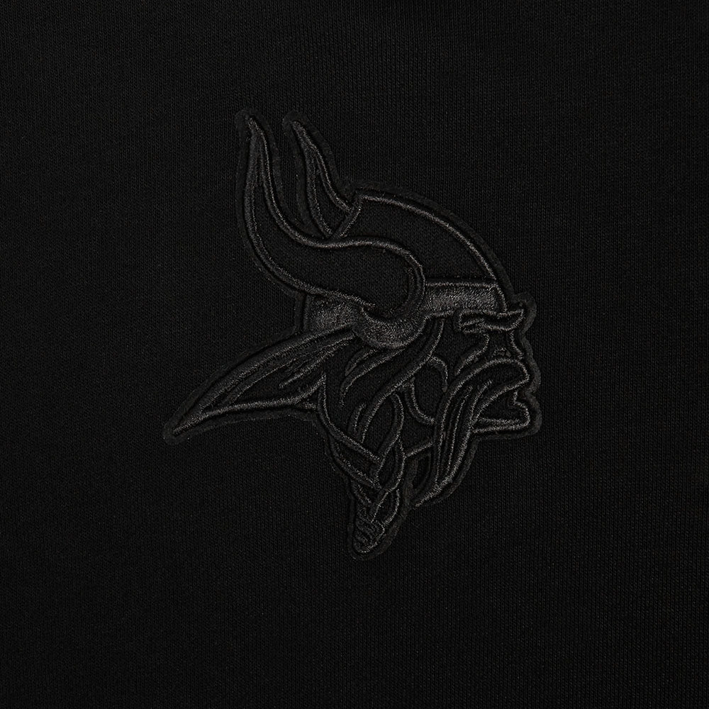 NFL MINNESOTA VIKINGS NEUTRAL WOMEN'S CROPPED PULLOVER HOODIE (BLACK)