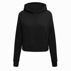 NFL MINNESOTA VIKINGS NEUTRAL WOMEN'S CROPPED PULLOVER HOODIE (BLACK)