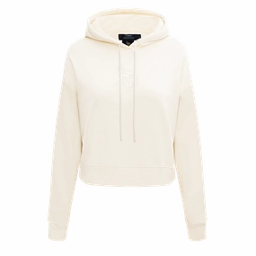 NFL MINNESOTA VIKINGS NEUTRAL WOMEN'S CROPPED PULLOVER HOODIE (EGGSHELL)