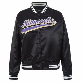 NFL MINNESOTA VIKINGS SCRIPT TAIL WOMEN'S SATIN JACKET (BLACK)