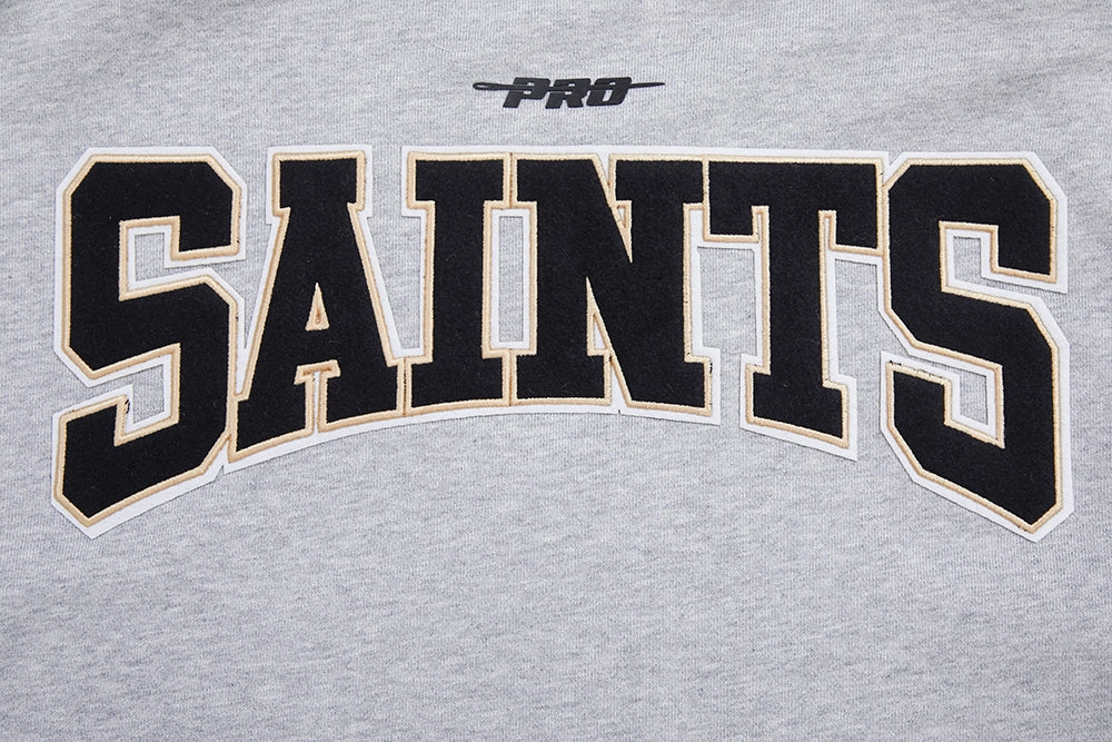 NFL NEW ORLEANS SAINTS CREST EMBLEM MEN'S RIB CREWNECK (HEATHER GRAY/BLACK)