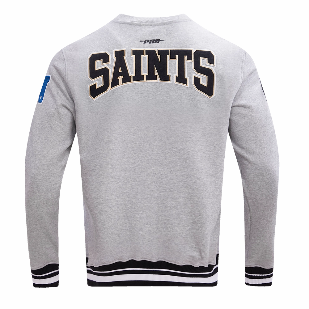 NFL NEW ORLEANS SAINTS CREST EMBLEM MEN'S RIB CREWNECK (HEATHER GRAY/BLACK)