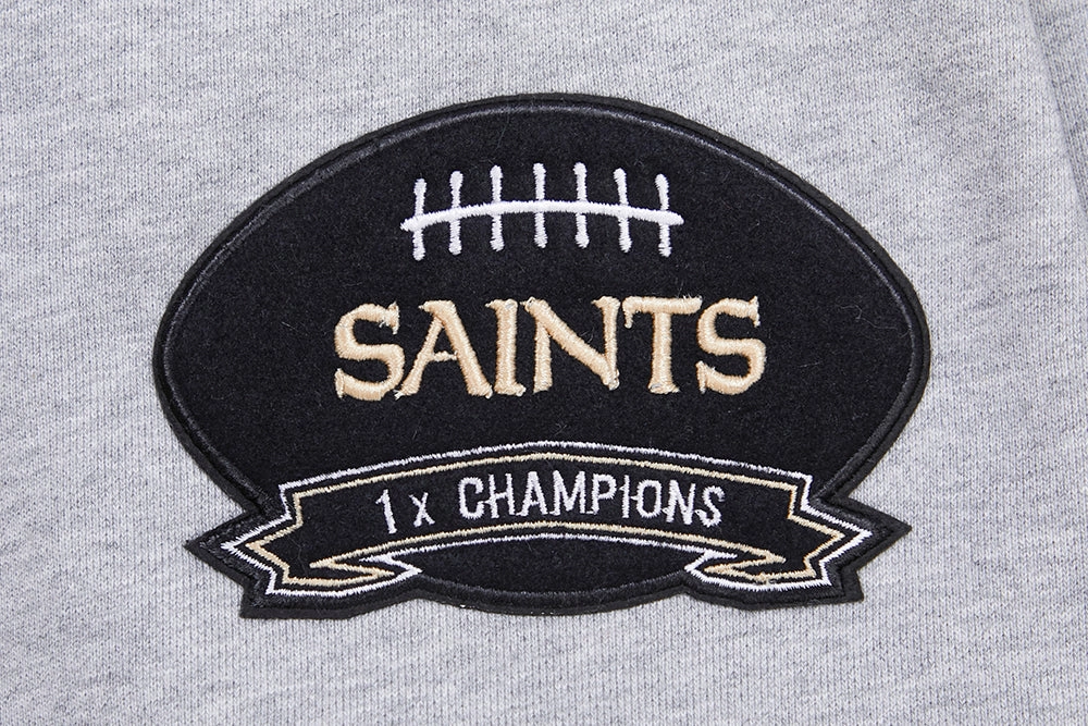 NFL NEW ORLEANS SAINTS CREST EMBLEM MEN'S RIB CREWNECK (HEATHER GRAY/BLACK)