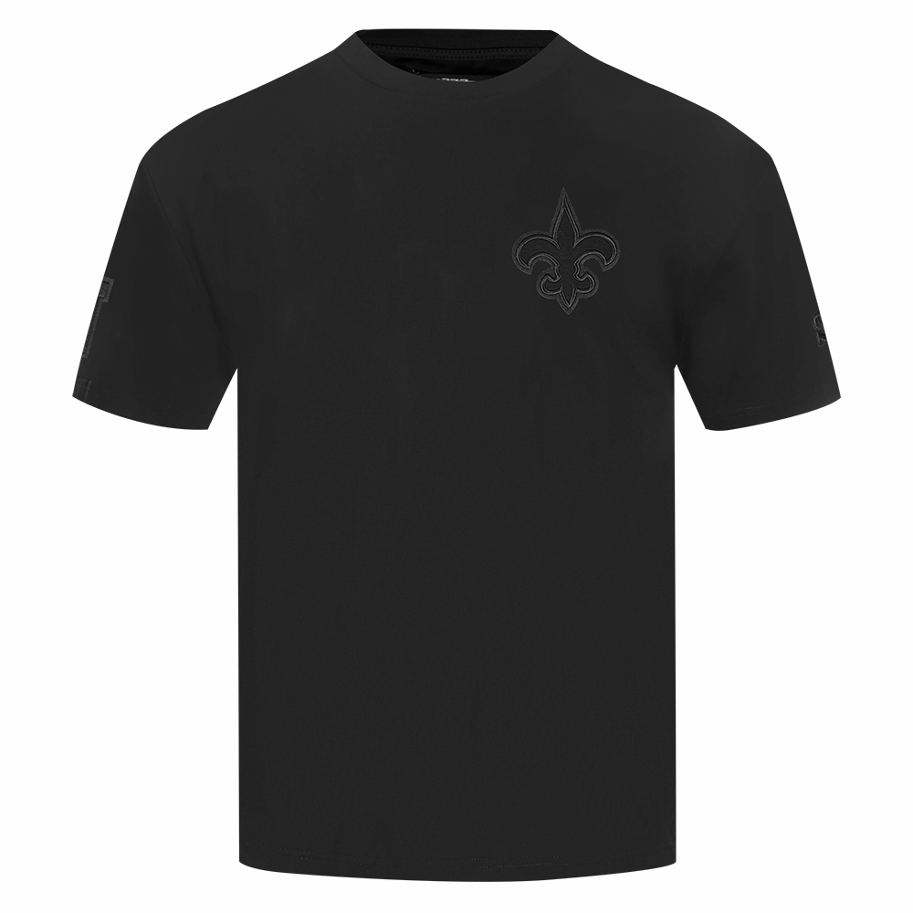 NFL NEW ORLEANS SAINTS NEUTRAL MEN'S COTTON JERSEY DROP SHOULDER TEE (BLACK)