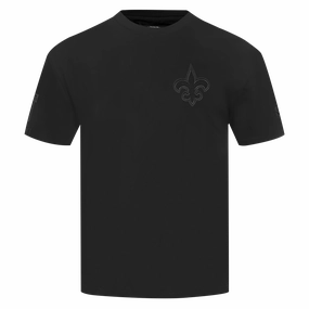 NFL NEW ORLEANS SAINTS NEUTRAL MEN'S COTTON JERSEY DROP SHOULDER TEE (BLACK)