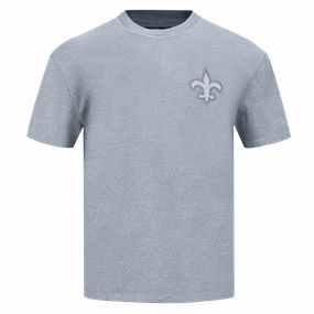 NFL NEW ORLEANS SAINTS NEUTRAL MEN'S COTTON JERSEY DROP SHOULDER TEE (DARK HEATHER GRAY)