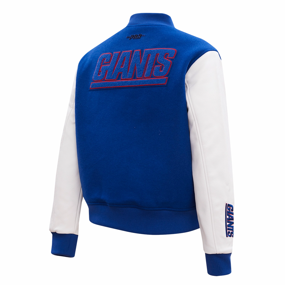 NFL NEW YORK GIANTS CLASSIC WOMEN'S WOOL VARSITY JACKET (DODGER BLUE/WHITE)