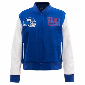 NFL NEW YORK GIANTS CLASSIC WOMEN'S WOOL VARSITY JACKET (DODGER BLUE/WHITE)