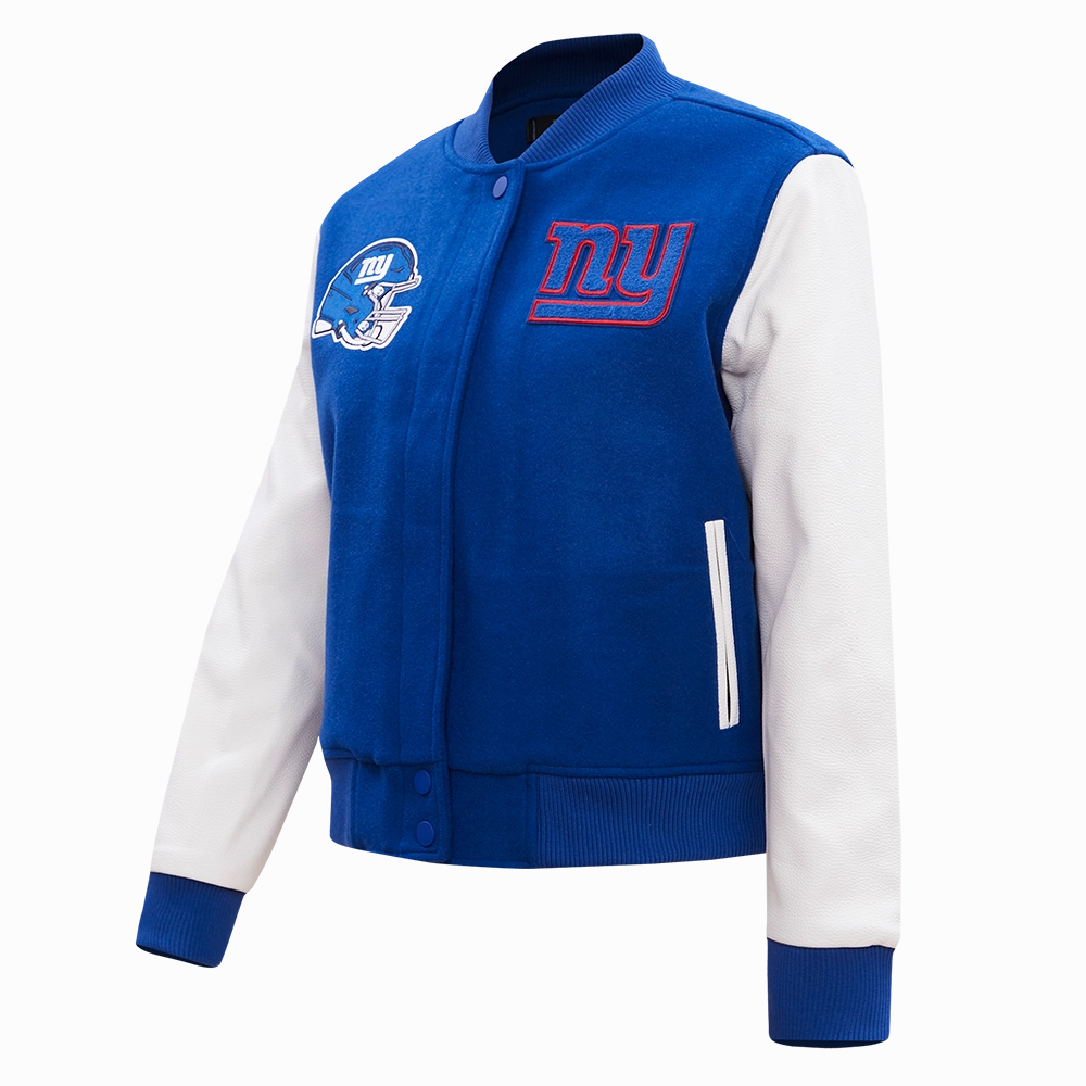 NFL NEW YORK GIANTS CLASSIC WOMEN'S WOOL VARSITY JACKET (DODGER BLUE/WHITE)