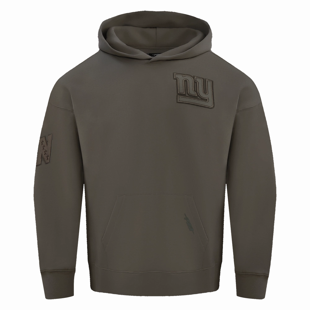 NFL NEW YORK GIANTS NEUTRAL DROP SHOULDER MEN'S PULLOVER HOODIE (DARK TAUPE)
