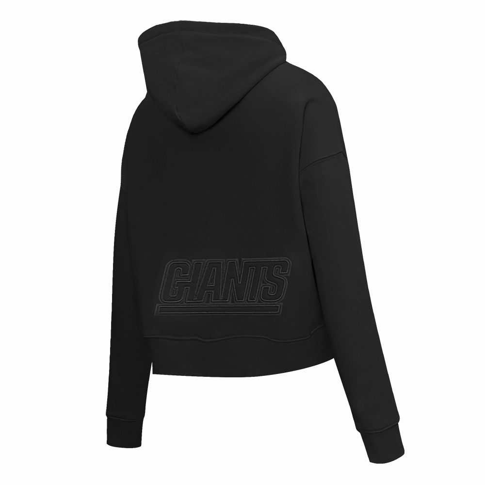NFL NEW YORK GIANTS NEUTRAL WOMEN'S CROPPED PULLOVER HOODIE (BLACK)