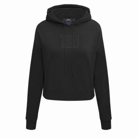 NFL NEW YORK GIANTS NEUTRAL WOMEN'S CROPPED PULLOVER HOODIE (BLACK)