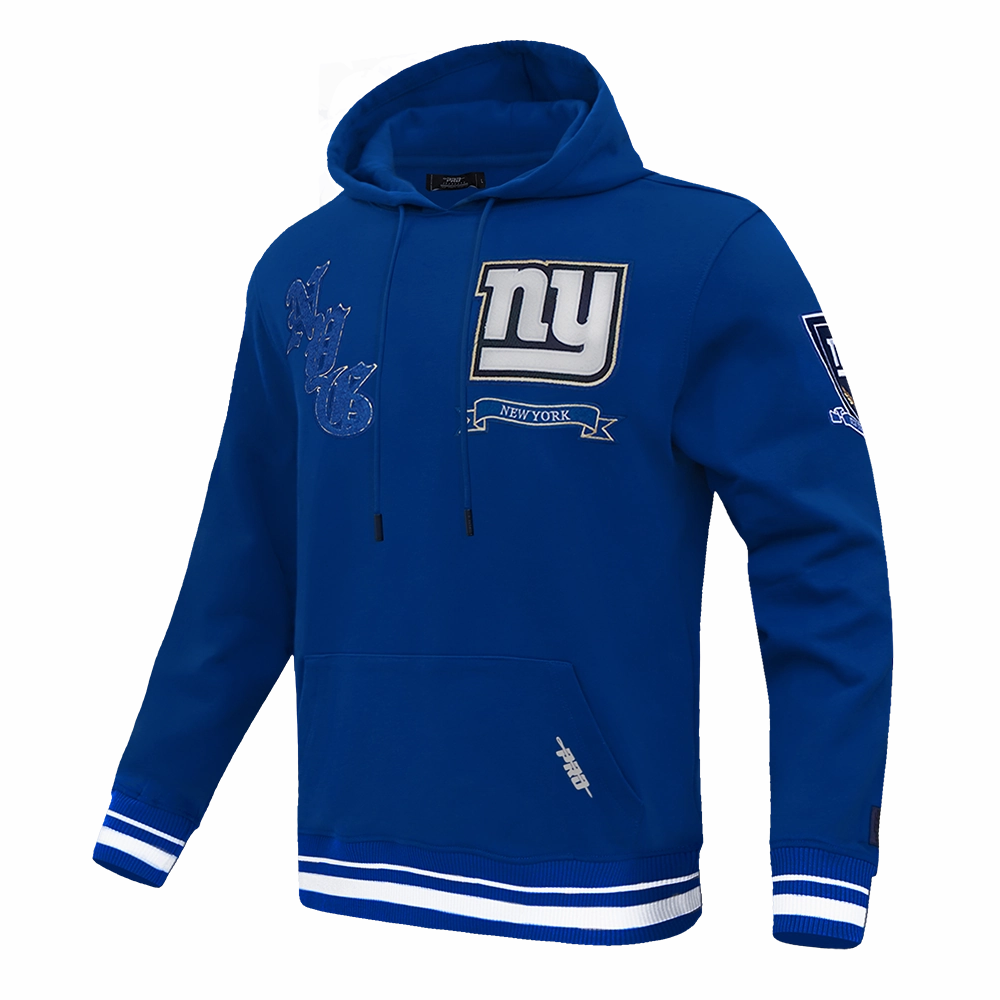 NFL NEW YORK GIANTS PRO PREP RIB FLEECE MEN'S PULLOVER HOODIE (DODGER BLUE)