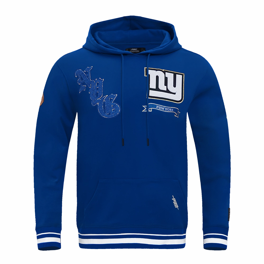 NFL NEW YORK GIANTS PRO PREP RIB FLEECE MEN'S PULLOVER HOODIE (DODGER BLUE)