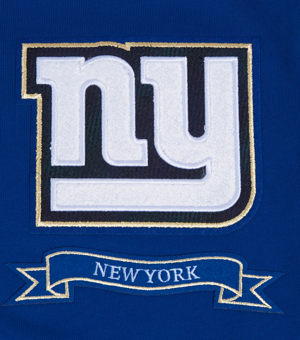 NFL NEW YORK GIANTS PRO PREP RIB FLEECE MEN'S PULLOVER HOODIE (DODGER BLUE)