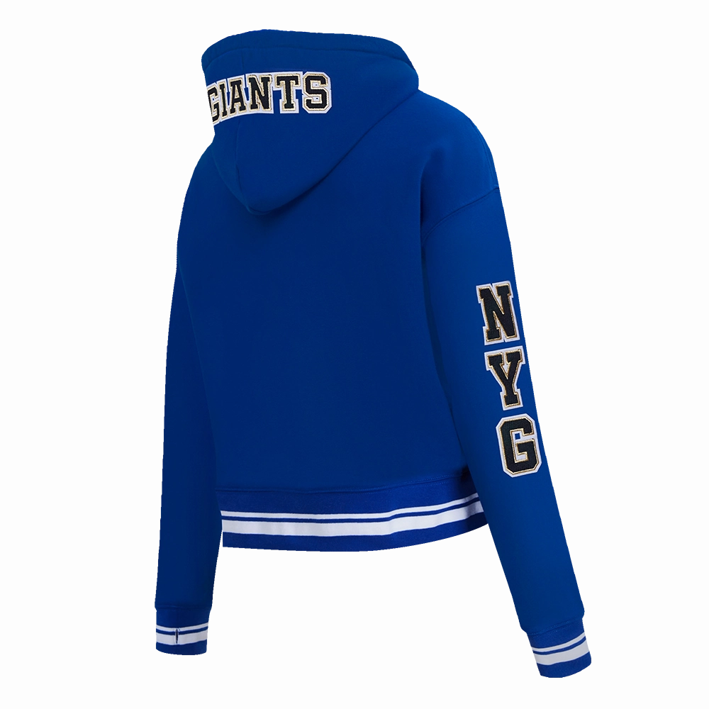 NFL NEW YORK GIANTS PRO PREP RIB FLEECE WOMEN'S CROPPED PULLOVER HOODIE (DODGER BLUE)