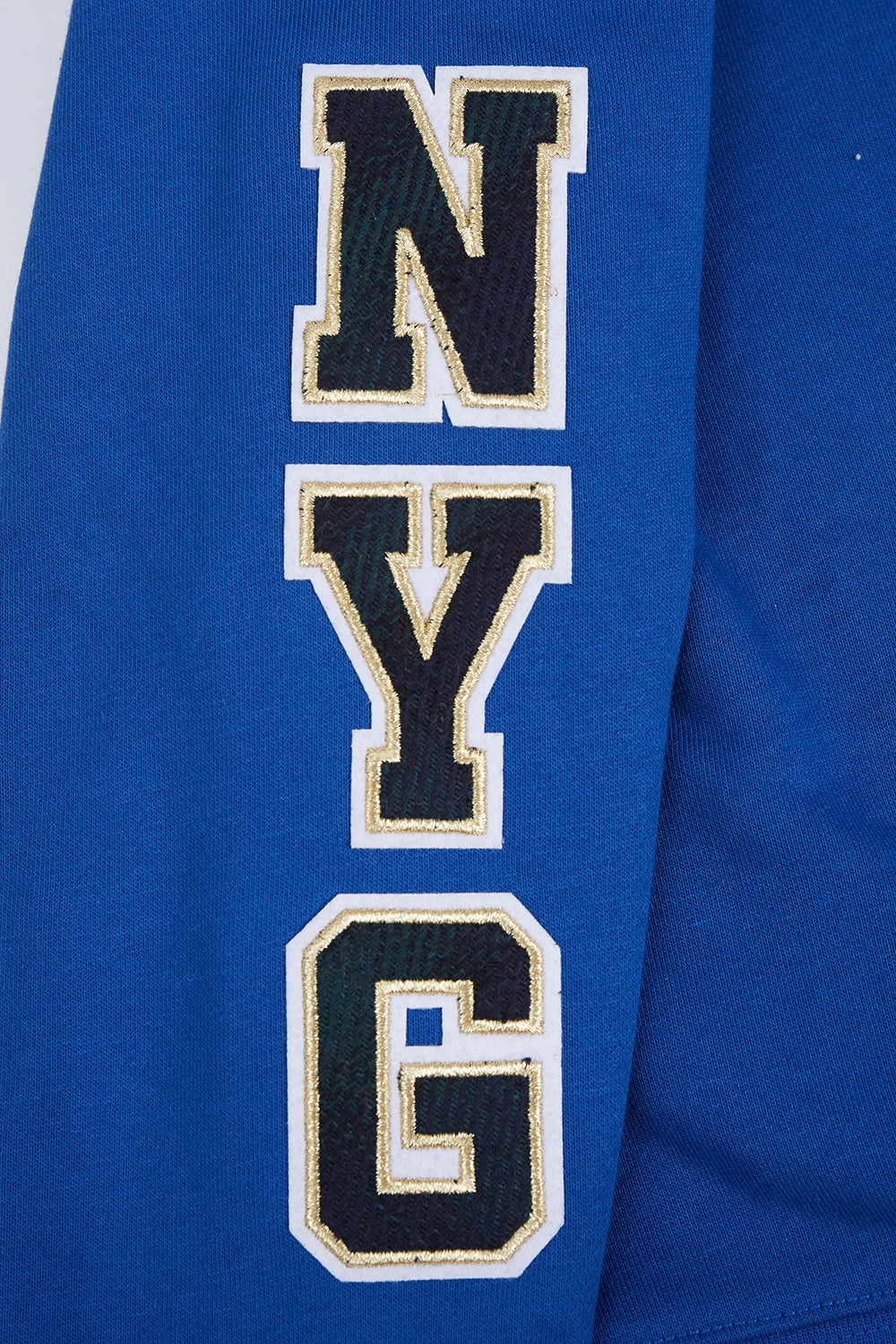 NFL NEW YORK GIANTS PRO PREP RIB FLEECE WOMEN'S CROPPED PULLOVER HOODIE (DODGER BLUE)