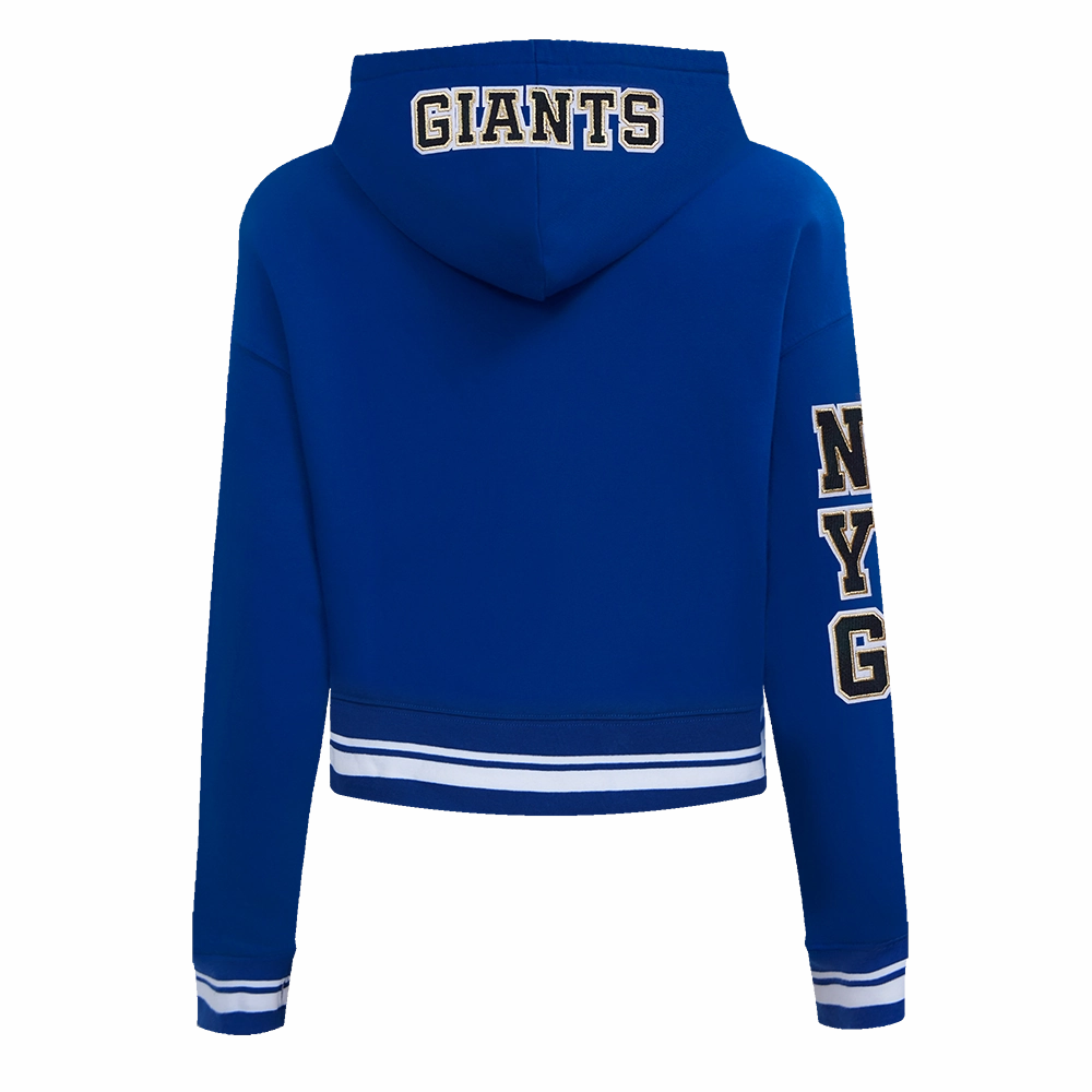 NFL NEW YORK GIANTS PRO PREP RIB FLEECE WOMEN'S CROPPED PULLOVER HOODIE (DODGER BLUE)