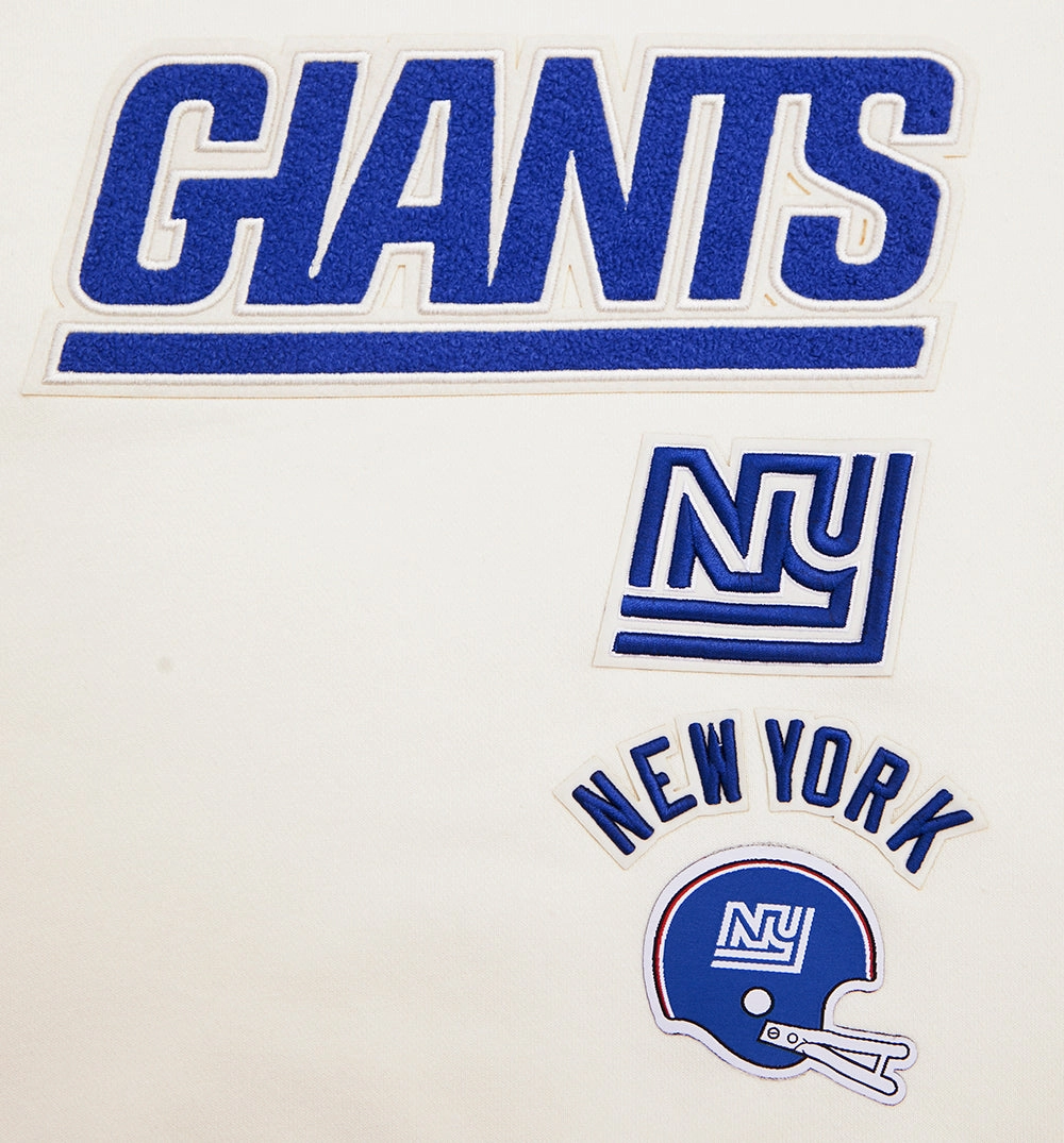 NFL NEW YORK GIANTS RETRO CLASSIC WOMEN'S RIB CREWNECK (EGGSHELL/DODGER BLUE)