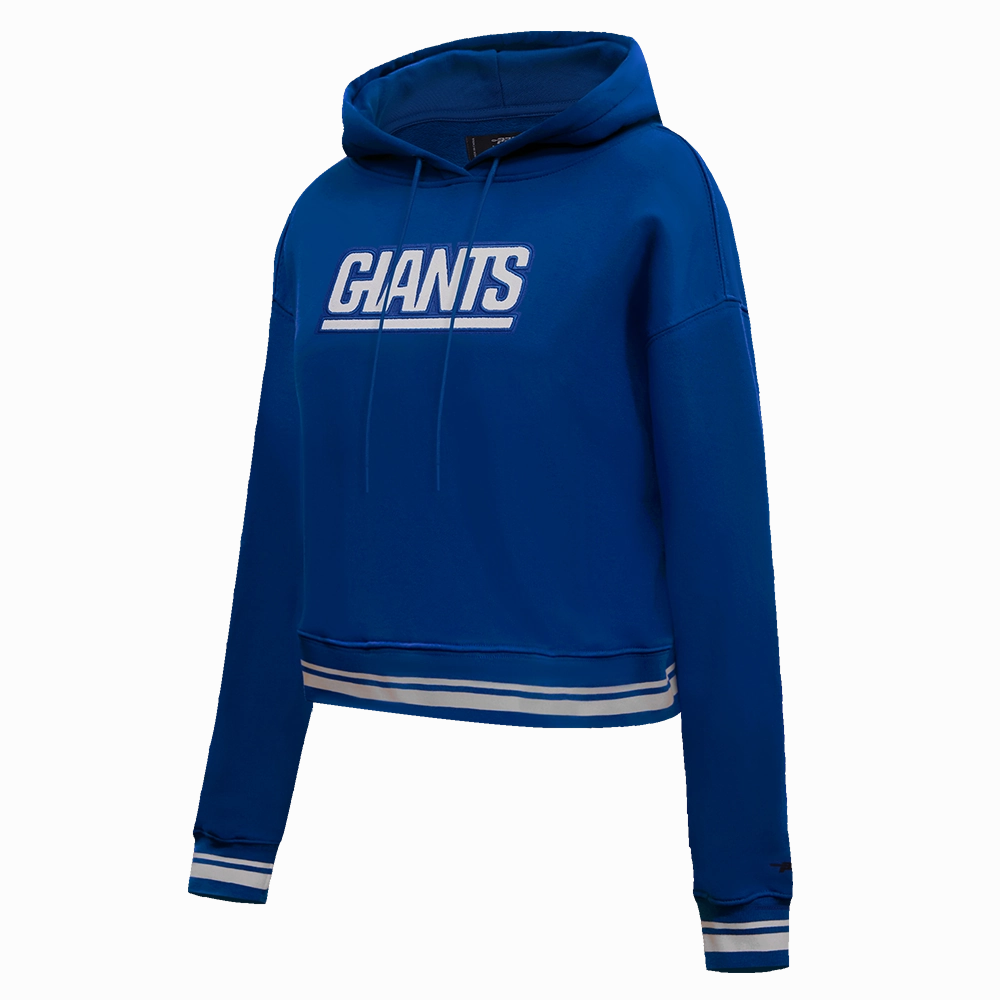 NFL NEW YORK GIANTS RETRO CLASSIC WOMEN'S RIB CROPPED PULLOVER HOODIE (DODGER BLUE)