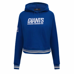 NFL NEW YORK GIANTS RETRO CLASSIC WOMEN'S RIB CROPPED PULLOVER HOODIE (DODGER BLUE)