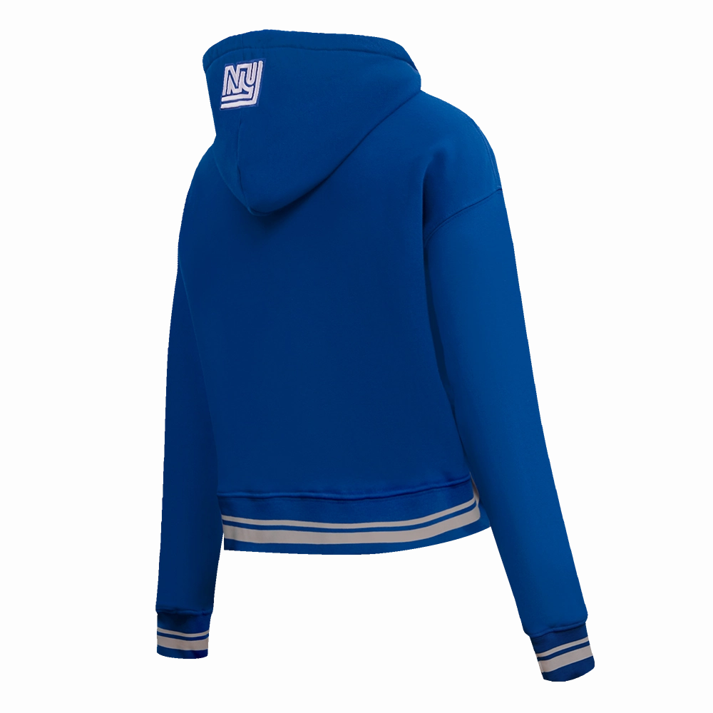 NFL NEW YORK GIANTS RETRO CLASSIC WOMEN'S RIB CROPPED PULLOVER HOODIE (DODGER BLUE)