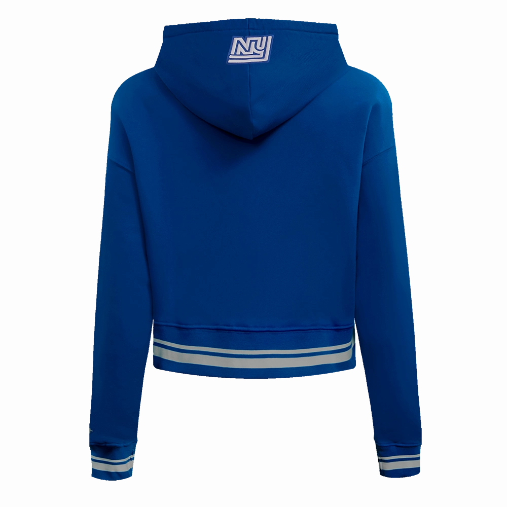NFL NEW YORK GIANTS RETRO CLASSIC WOMEN'S RIB CROPPED PULLOVER HOODIE (DODGER BLUE)