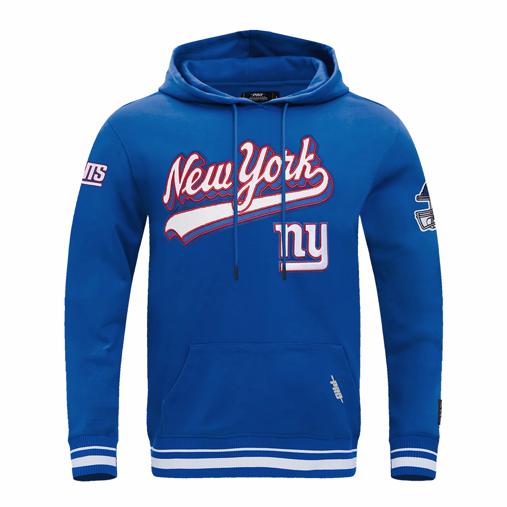 NFL NEW YORK GIANTS SCRIPT TAIL MEN'S RIB FLC PO HOODIE (DODGER BLUE)