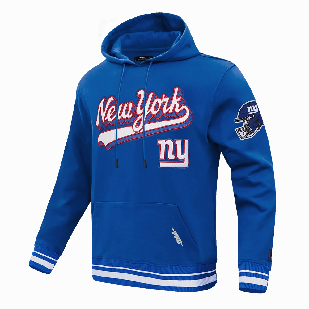 NFL NEW YORK GIANTS SCRIPT TAIL MEN'S RIB FLC PO HOODIE (DODGER BLUE)