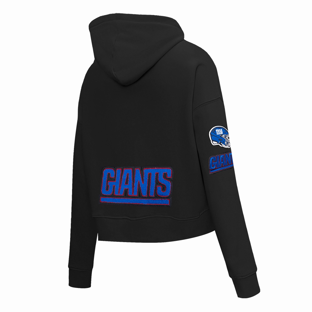 NFL NEW YORK GIANTS WOMEN'S CROPPED FLEECE HOODIE (BLACK)