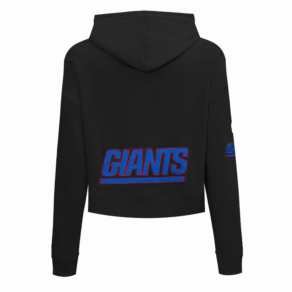 NFL NEW YORK GIANTS WOMEN'S CROPPED FLEECE HOODIE (BLACK)
